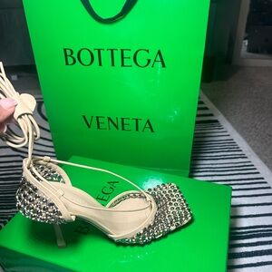 Bottega Veneta Stretch sandal web sparkle heel